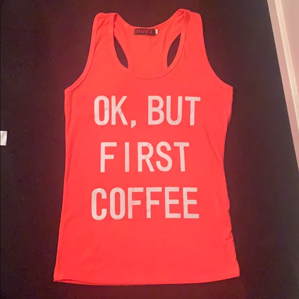 First coffee Razorback tank top neon orange! NWOT